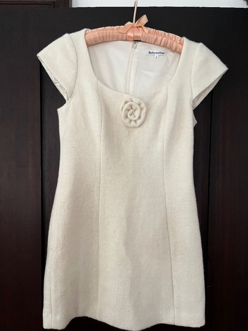 Reformation Zada Wool Blend Rosette Mini Dress